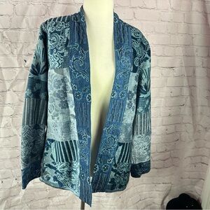 vintage yak magik tapestry patchwork beaded embroidered Cardigan jacket sz L
